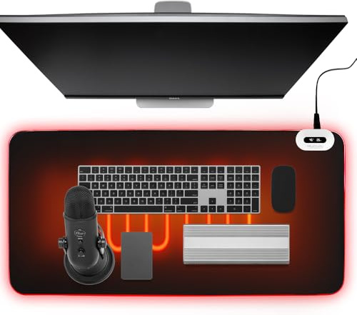 Dhqkqg Tapis de Souris Chauffant, 80 x 40 cm Tapis de Bureau Chauffant, TapIs de Souris avec Fonction Chauffante, Grand Sous Main Chauffante avec 7 Niveaux de Chauffage, pour Bureau, la Maison