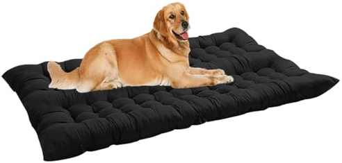 ping bu Extra großes Hundebett, beruhigende Haustier-Matratze, waschbar, Anti-Angst, große Hundematratze, Kissen, Haustierbetten für mittelgroße und große Hunde (Schwarz, 100 x 50 cm)
