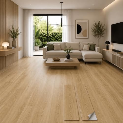 Pavimentos Arquiservi - Suelo Vinílico Autoadhesivo PVC -【5 m²】- Grosor 2mm - Diseño Roble Clásico Dorado - Gran Durabilidad y Resistente al Agua - Fácil Mantenimiento