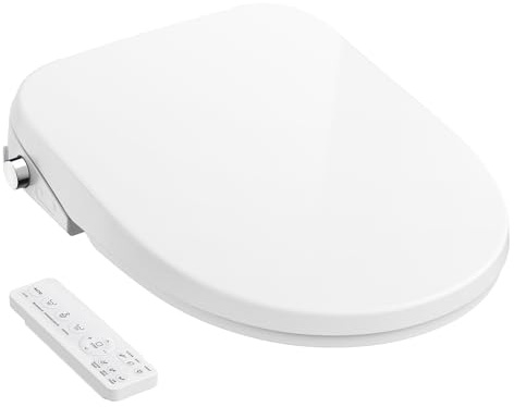 GAICOM Siège de toilette allongé, siège de toilette chauffant électrique intelligent avec eau chaude instantanée et sèche-linge, plusieurs modes de nettoyage, télécommande, buse autonettoyante