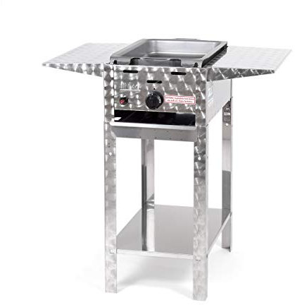 Gasbräter 3,65 kW Standmodell mit Stahlpfanne und Abstellplatten 1-flammig Gasgrill Grill Gastrobräter Profigrill Verein
