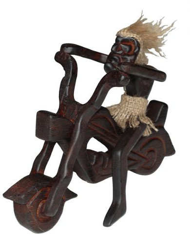 Wogeka Biker Harley Motorrad Abstrakt Ethno Geist Holz Asmat10