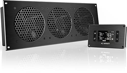AC Infinity AIRPLATE T9, Quiet Cooling Fan System with Thermostat Control, for Home Theater AV Cabinets