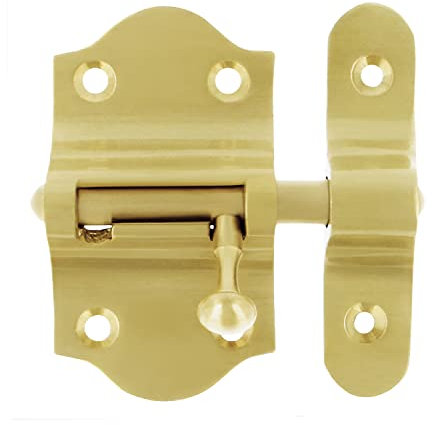 Amig - Goupille de suspension pour portes Mod.720 | 30 x 53 mm | Loquet de sécurité pour fermeture horizontale | En laiton avec finition dorée mate | Comprend des tirefonds