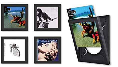Show and Listen 17670 Listen, Schallplattenrahmen, Frame für Vinyl und LP Cover, 4er Set, schwarz