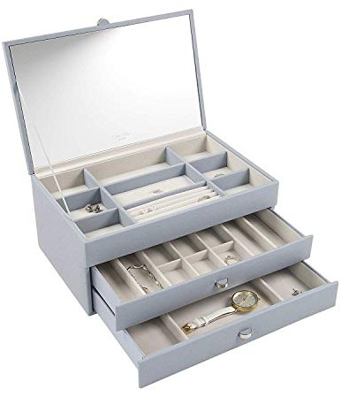 Carters of London Large Contemporary Dusky Blue Jewellery Box