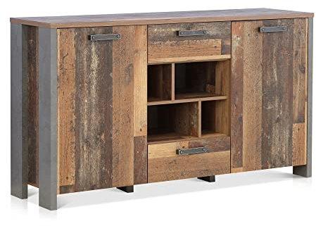 moebel-eins Cassia Sideboard II, Material Dekorspanplatte, Old Wood Vintage/betonfarbig