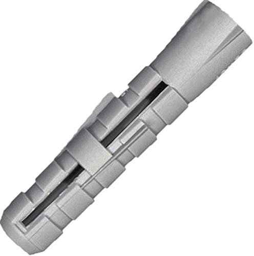 1 Stück Dübel M8 x 40 mm passend für Ansatzschraube M6 für Rohr Clips Schellen aus Kunststoff weiss mit Messingbuchse Innengewinde M6 IG