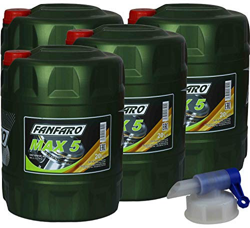 4x20L FANFARO MAX 5 80W-90 GL-5 LS API GL 5 LS Getriebeöl Gear Oil Auslaufhahn