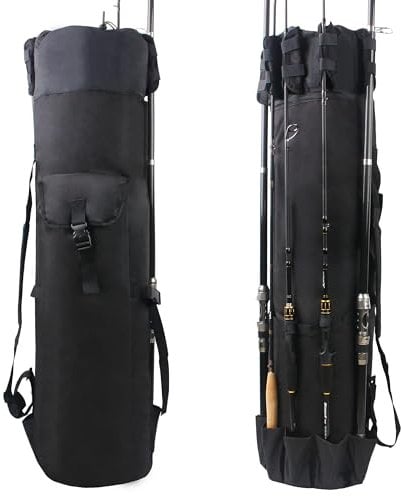 Borsa da Pesca Sacca Porta Canne da Pesca Accessori Zaino Grande Capacità Impermeabile Custodia per 6 Canne da Pesca