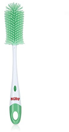 Nuby Soft Non-Scratch Silicone Bristle Bottle & Nipple Brush with Looped Handle, Aqua, 1 Count (Pack of 1)
