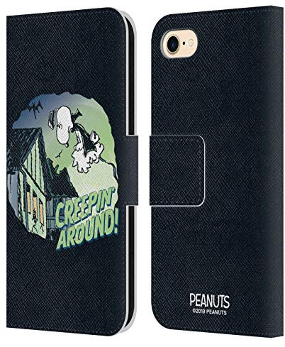 Head Case Designs Offizielle Peanuts Snoopy Vampir Spooktacular Leder-Wallet-Hülle Kompatibel mit Apple iPhone 7/8 / SE 2020 & 2022
