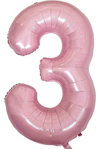 DIWULI Palloncino Compleanno Numero 3 XXL Rosa Decorazione
