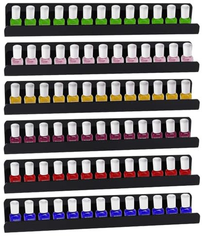 DAWOO Multi-Purpose Transparent Acrylic Shelfs,be Used Nail Polish Display Stand, Essential Oil Storage Rack,Picture Ledge Shelf or Kitchen Spice Rack(5.5X40CM-6 Pack)