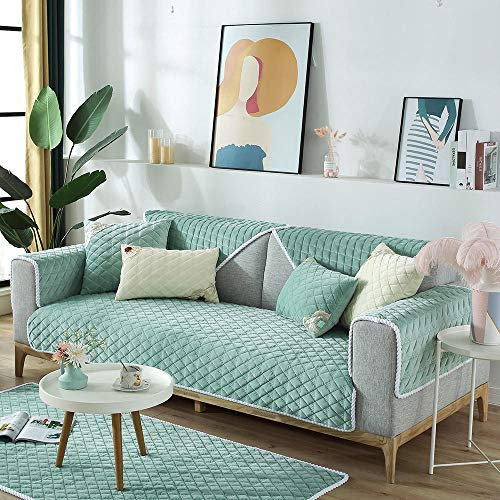 Suuki sofabezug ecksofa,Sofa Decken,Sessel Schoner,Sofa Protector Cover für Ledercouch,rutschfeste warme Sofabezug,Couchüberwurf für Wohnzimmer/Spielbereich,Möbelbezüge-hellgrün_110 * 240 cm