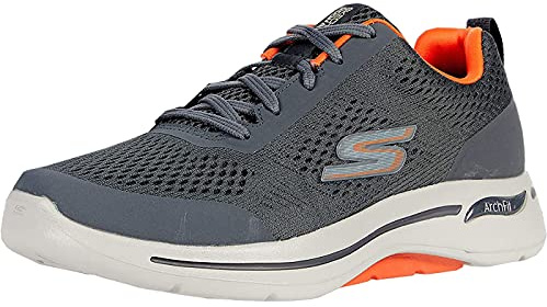 Skechers Go Walk Arch Fit - Idyllic Charcoal/Orange, 10.5 UK Extra Wide