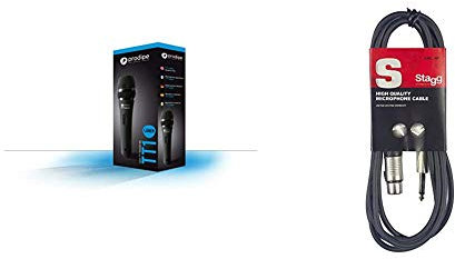 Prodipe TT1 Lanen Microphone Chant Dynamique Noir & Stagg 6 m Câble Microphone XLR - Phono de Haute Qualité - Noir