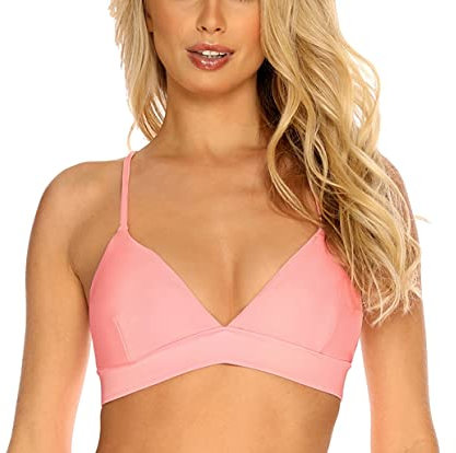 RELLECIGA Costume Donna Reggiseno Bikini Top Bralette Triangolo Baby Rosa L