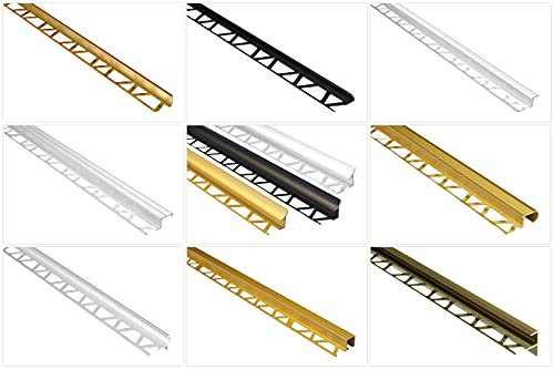 Effector Fliesenschiene aus eloxiertem Aluminium - Fliesenkanten Schutz - (F-Form Profil 1 Meter Champagne) Fliesenprofil Alu Fliesenleisten Abschlussprofil