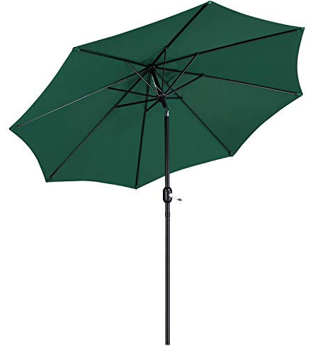 Yaheetech Sonnenschirm 240 x 270 cm Gartenschirm Rund Kurbelschirm mit Kurbelvorrichtung UV-Schutz Terrassenschirm Knickbar Balkonschirm, Dunkelgrün