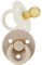 Itzy Ritzy Natural Rubber Pacifiers, Set of 2 – Natural Rubber Newborn Pacifiers with Cherry-Shaped Nipple & Large Air Holes for Added Safety; Set of 2 in Coconut & Toast, Ages 0 – 6 Months