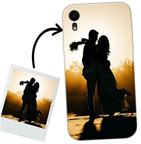 ICOVERI Funda iPhone XR Personalizada Foto Imagen y/o Letras. Funda Personalizable Silicona Gel Transparente Antigolpes. Carcasa Compatible con iPhone XR. Material TPU Flexible. Muy Resistente