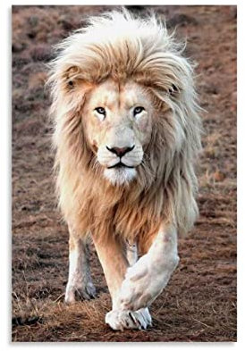 Poster, Motiv: Mighty Lion – dekoratives Gemälde, Leinwand, Wandkunst, Wohnzimmer, Poster, Schlafzimmer, Gemälde, 30 x 45 cm
