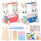 SUNYOK 5 Stück Osterhase Korb Bastelset Holz Osterkörbchen Osternester Kinder Basteln Osterkörbe zum Befüllen Kaninchen Bastelset mit Füllmaterial Pinsel für Kinder DIY Ostern Basteln