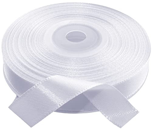 AERZETIX - C55569 - Rolle satinband 12mmx25m - farbe weiß - verpackungsband für geschenke für dekoration zeremonie hochzeit geburtstag party - aus polyester
