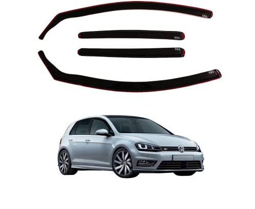 WA Wind-Rain- Deflector Compatible with GOLF VII 5 Doors Hatch Back 2012-2020 4 Pieces In Channel Fitment, Gloss Black