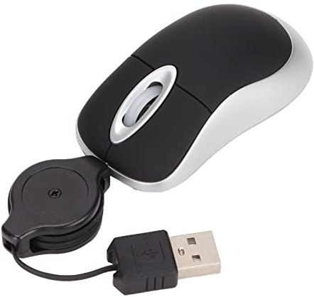 Mini Mouse Con Cavo USB Retrattile Da 68 Cm - Portatile e Compatto Per Computer e Laptop - Da Viaggio Con Cavo Regolabile