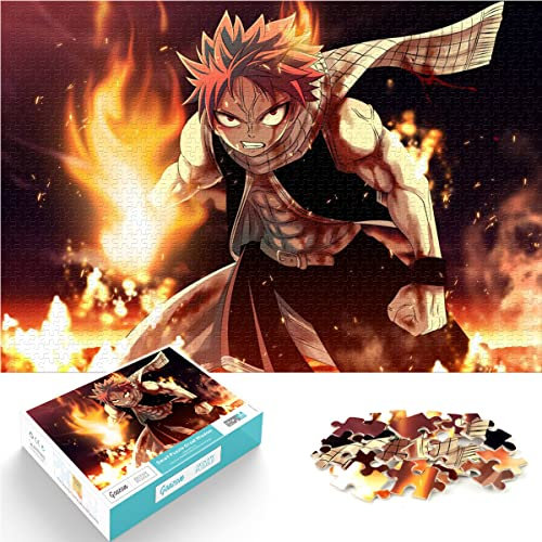 Erwachsene Kinder Puzzles 1000 Teile Puzzle Anime Fairy Tail einfaches Puzzle Natsu Dragneel Fire Scarf Puzzle Bildung Spiel Spielzeug Familie Dekoration 75x50cm