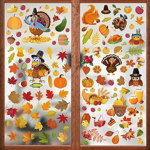 161 Stück Herbstdeko Fenster, Herbst Dekoration, Fensterbilder Herbst, Fenstersticker, Herbst Deko, Fensterbilder Herbst Kinder, Fenstersticker Herbstdeko für Erntedankfest Party Herbst Saisonale