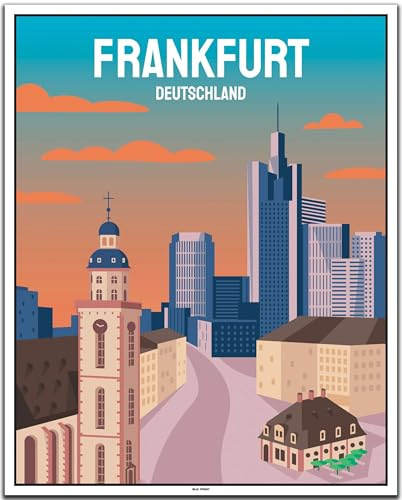 BLN PRINT Skyline Frankfurt (1) - Vintage Travel Poster