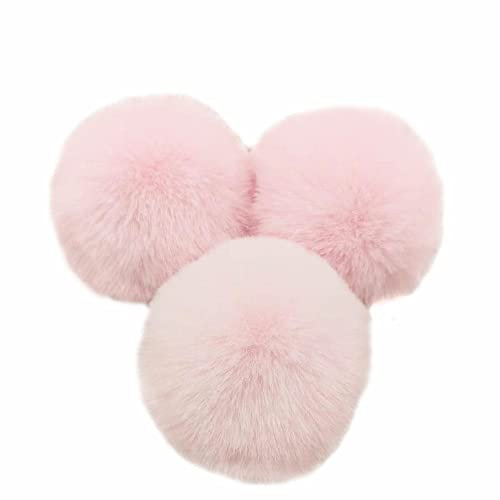 10 Stk 10cm Pompons Kunstfell Kaninchenfell Fellbommel,Kunstpelz Pom Pom Ball Plüschbälle Bommeln für DIY Handwerk Mützen Anhänger Dekoration Damen Mädchen Taschenanhänger Schlüsselanhänger,Hell-Pink