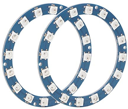 2 Stück RGB LED Ring, Unterstützung Echtzeit Mikro Controller, 16 Bit 5050 RGB Vollfarb LED, Digital Port, 5V Intelligente Vollfarb RGB Licht Platine für Dekorative LED Beleuchtung