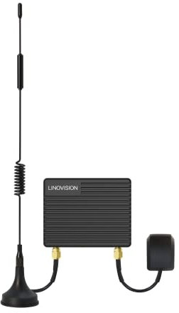 LINOVISION Mini Industrial 4G LTE Router with Low Power Consumption, GPS, RS232/RS485, DI/DO, USB Dongle Mode for Computer, Cellular Router for Vending Machine, Vehicles, Robots with Solar Battery