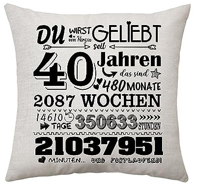Aconesong Geschenk zum 40. Geburtstag Kissenbezug Geschenkidee für 40 Jahren Frau Mann Tante Onkel Schwester Bruder 40. Geburtstag Deko Zierkissenbezüge 45x45cm (40th)