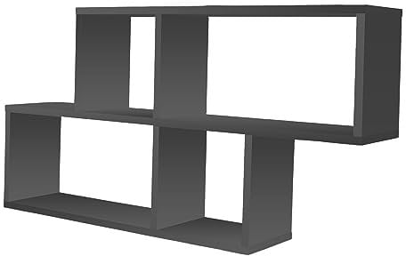 Coemo Wandregal Anthrazit Grau 'Ernie' Bücherregal Holz | MDF 4 Fächer Hängeregal Schweberegal für Wohnzimmer, Schlafzimmer und Küche