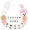 Kowlone Attache Sucette Nom Personnalisé Prenom Silicones Souris Attache Tétine en Clips Chaîne pour Bébé Filles Garçons(Rosa)