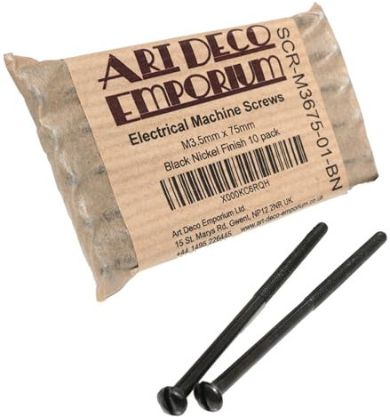 Electrical Machine Screws M3.5mm x 75mm for Switches or Sockets in Black Nickel Finish 10 Pack