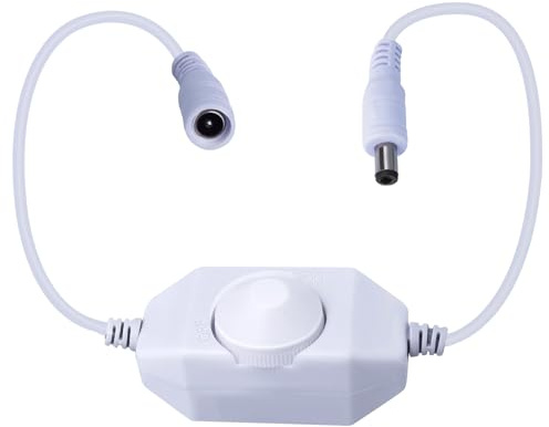 DC 12V-24V 3A PWM LED Strip Dimmer - Luxury Controller for LED Tape - Rotary Dimmer Switch with DC Jack (White 1Pcs)