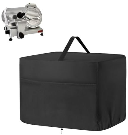 Rilime Meat Slicer Cover (Cover Only), Dust-proof, Compatible with BESWOOD 250 & VEVOR Commercial Meat Slicers, Black, 500D Oxford Fabric with PVC Coating