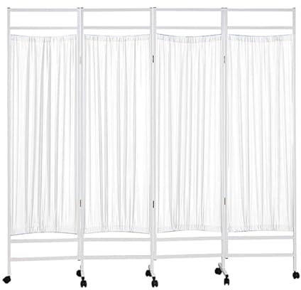 JIANGSS Tragbare Trennwand, freistehende Wand, klappbarer und rollender Raumteiler, Sichtschutz mit Rollen, mehrere Farben, für Büro/Schönheitssalons/Klinik,4Panel-White