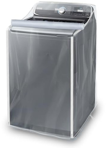 IndigoTempest9 Waschmaschinen- und Trocknerabdeckungen – Waschmaschinenabdeckung für Toplader und Frontlader – wasserdicht und staubdicht mit glattem Reißverschluss – 73 x 71 x 109 cm – transparentes