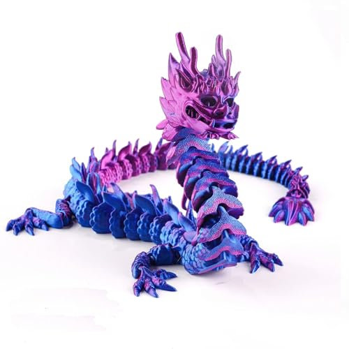 ALHBEJT 3D Printed Crystal Dragon Articulated Dragon Toy, Posable for Car Decoration, Home Office Decor - Realistic Purple Crystal Figure Gift