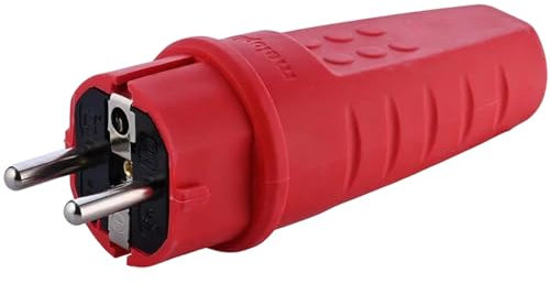 Fiche en caoutchouc extérieur, 230 V, 16 A, IP44, câble tempête jusqu'à max. 2,5 mm², fiche incassable, fiche étanche, fiche de contact de protection avec douille de protection anti-torsion, décharge