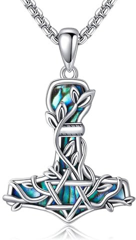 CUPENDA Thor Hammer Halskette Sterling Silber Davidstern Mjolnir Anhänger Vegvisir Schmuck Geschenke für Frauen Männer