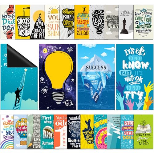 Blosssound 50 Pcs Inspirational Magnets Bulk Rectangle Motivational Quote Magnets for Fridge Positive Affirmation Magnetic Stickers Decals for Office Class Whiteboard Locker Decoration, 2 x 3.5 in