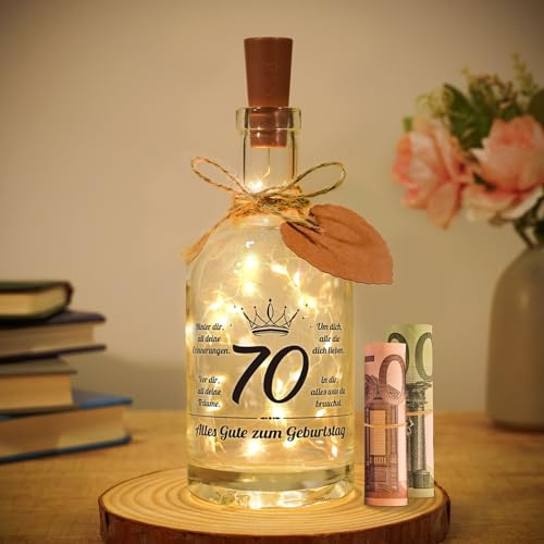 Vetbuosa 70 Geburtstag Frau Mann, 70. Geburtstag Deko Led Flaschenlicht | 1956 70. Geburtstag Geschenke für Ihr, Kreative Geschenke zum 70. Geburtstag für Mama, Papa, Freunde